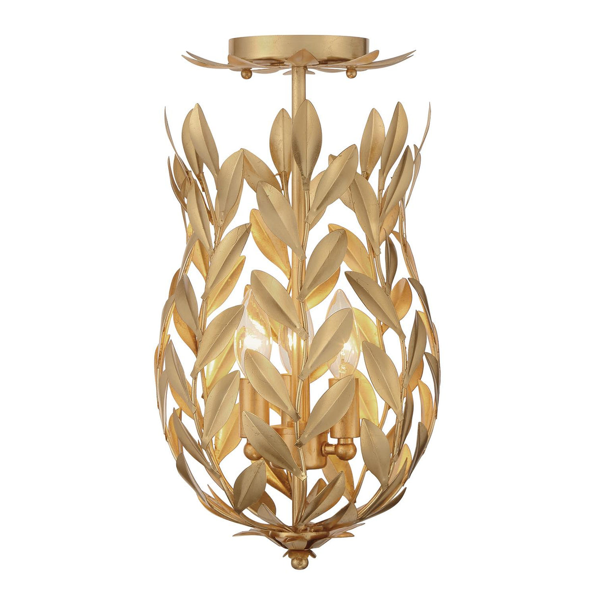 Crystorama Broche 9.5'' Antique Gold Semi Flush Mount