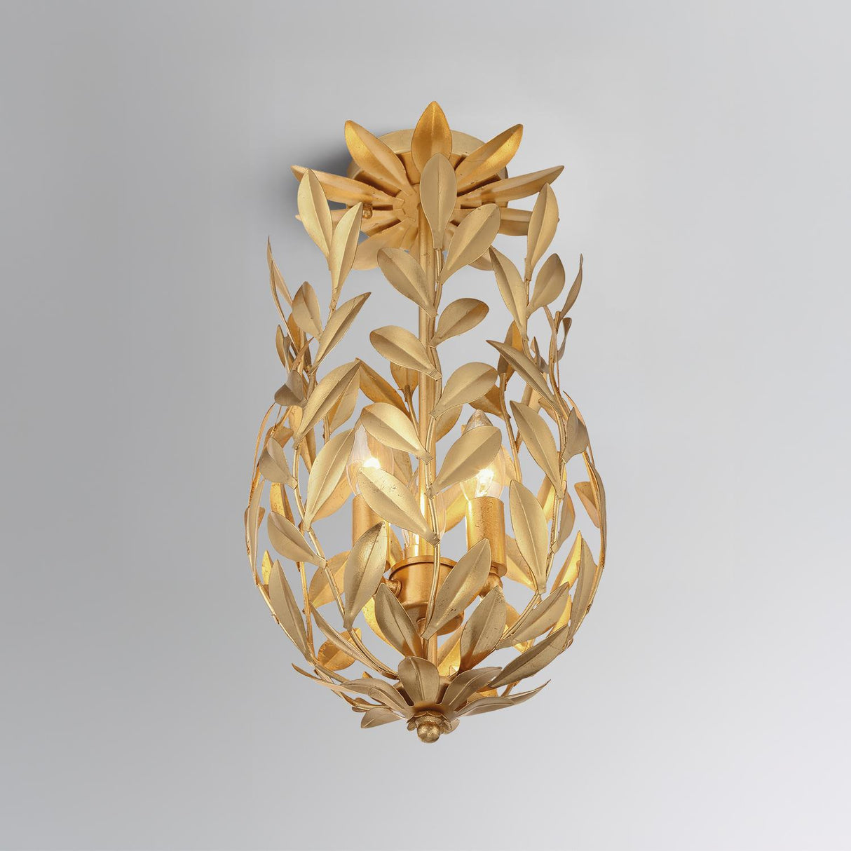 Crystorama Broche 9.5'' Antique Gold Semi Flush Mount