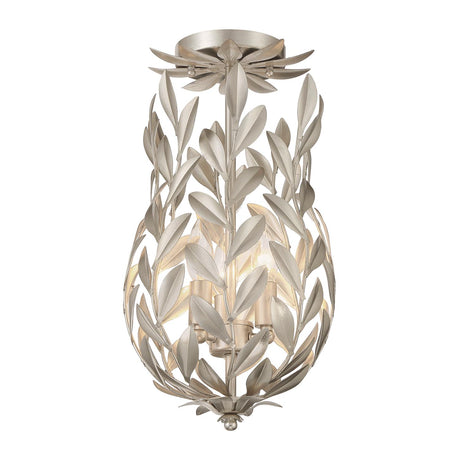 Crystorama Broche 9.5'' Antique Silver Semi Flush Mount