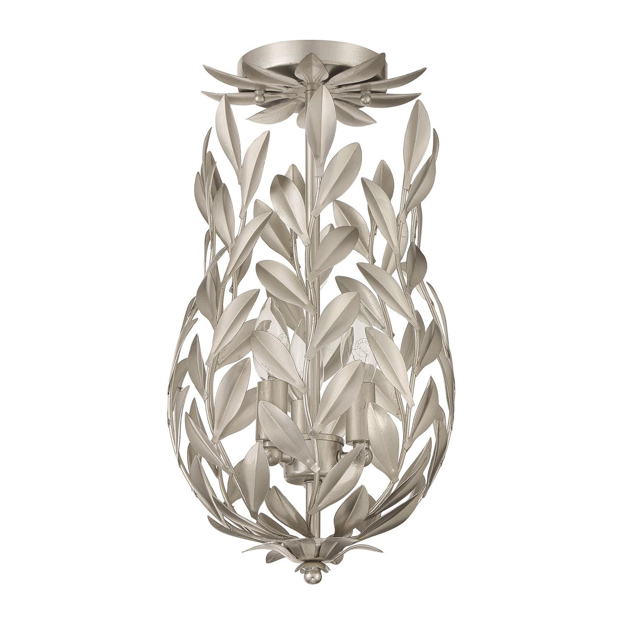 Crystorama Broche 9.5'' Antique Silver Semi Flush Mount