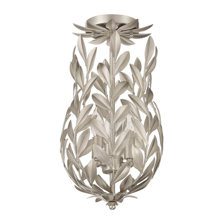 Crystorama Broche 9.5'' Antique Silver Semi Flush Mount