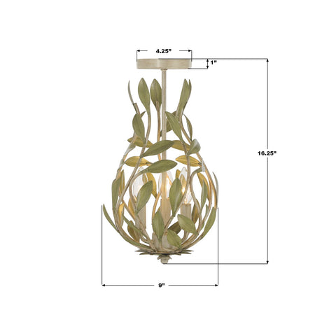 Crystorama Broche 9'' Champagne Green Tea Semi Flush Mount