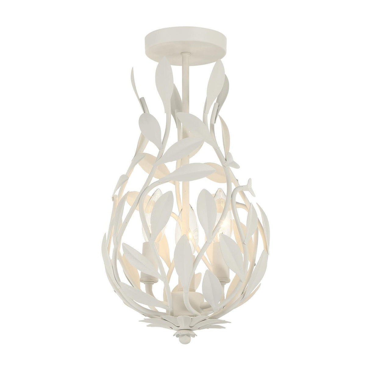 Crystorama Broche 9'' Matte White Semi Flush Mount