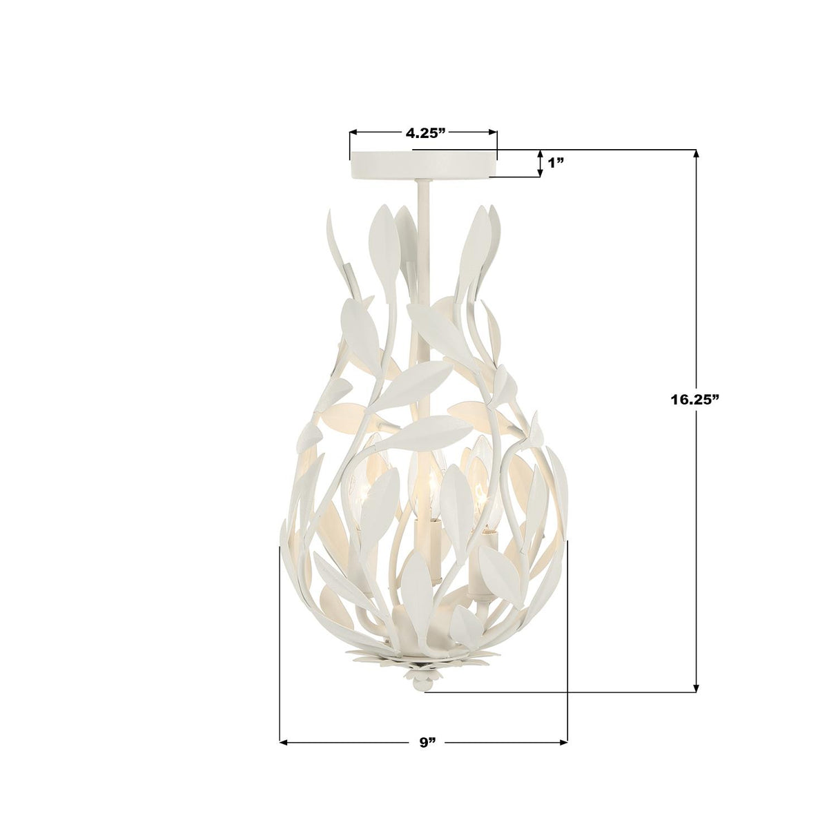 Crystorama Broche 9'' Matte White Semi Flush Mount