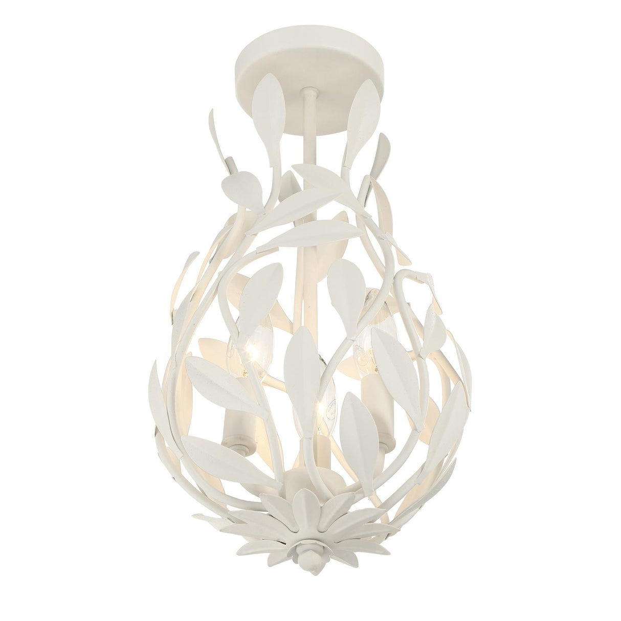 Crystorama Broche 9'' Matte White Semi Flush Mount