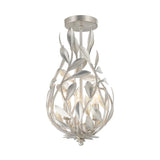 Crystorama Broche 9'' Antique Silver Semi Flush Mount