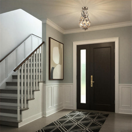 Crystorama Broche 9'' Antique Silver Semi Flush Mount