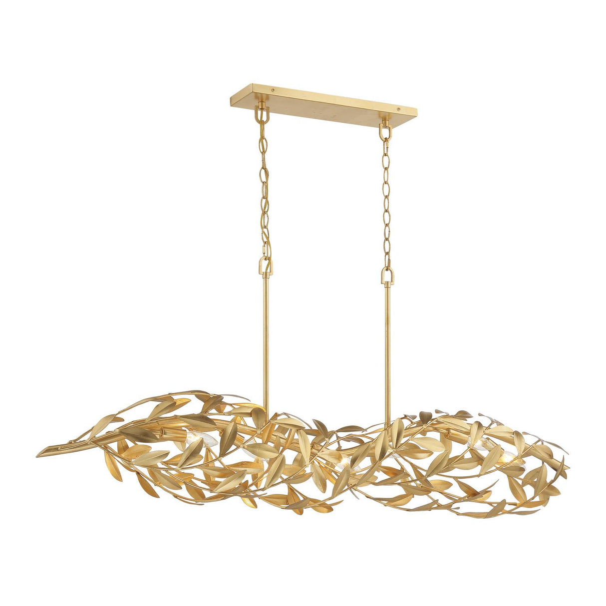 Crystorama Broche 50.5'' Antique Gold Linear Chandelier