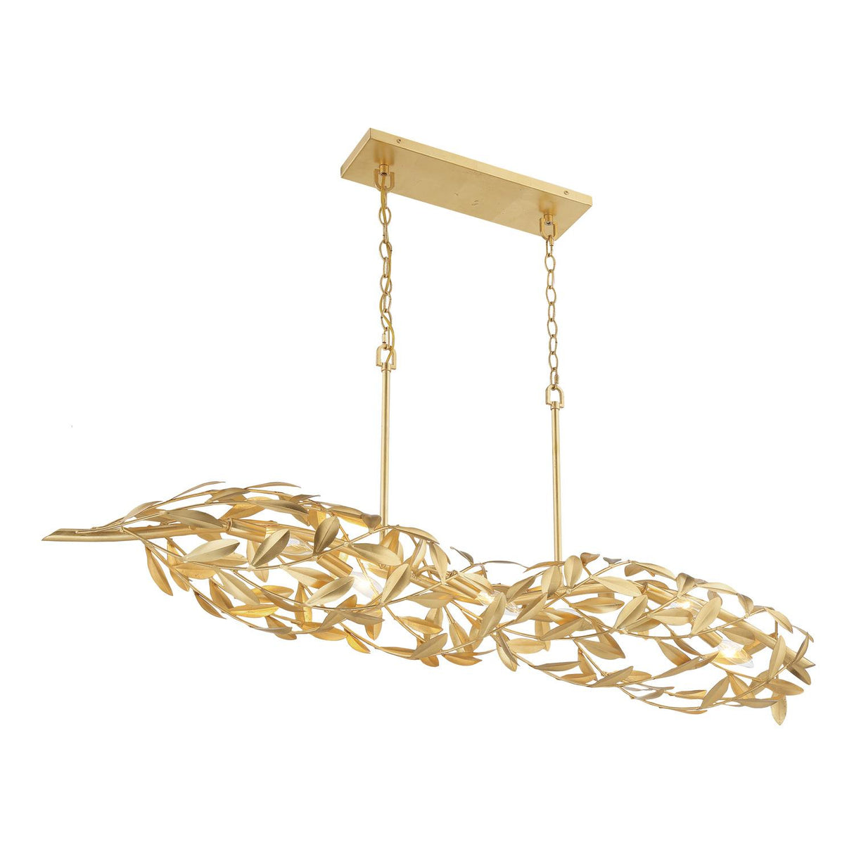 Crystorama Broche 50.5'' Antique Gold Linear Chandelier