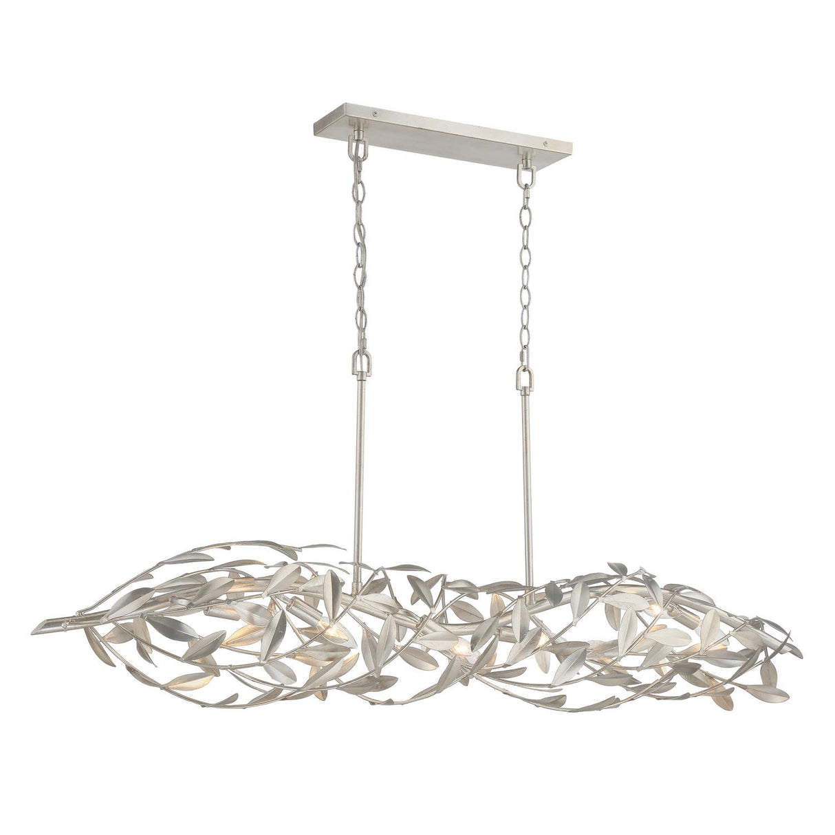 Crystorama Broche 50.5'' Antique Silver Linear Chandelier