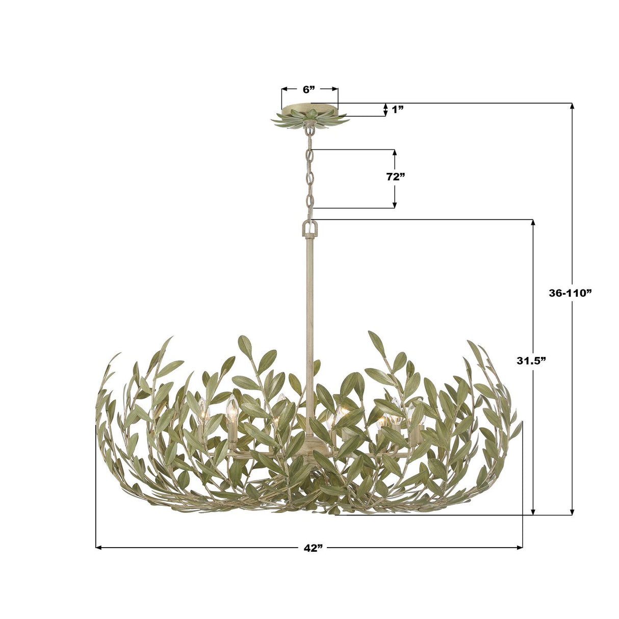 Crystorama Broche 42'' Champagne Green Tea Chandelier