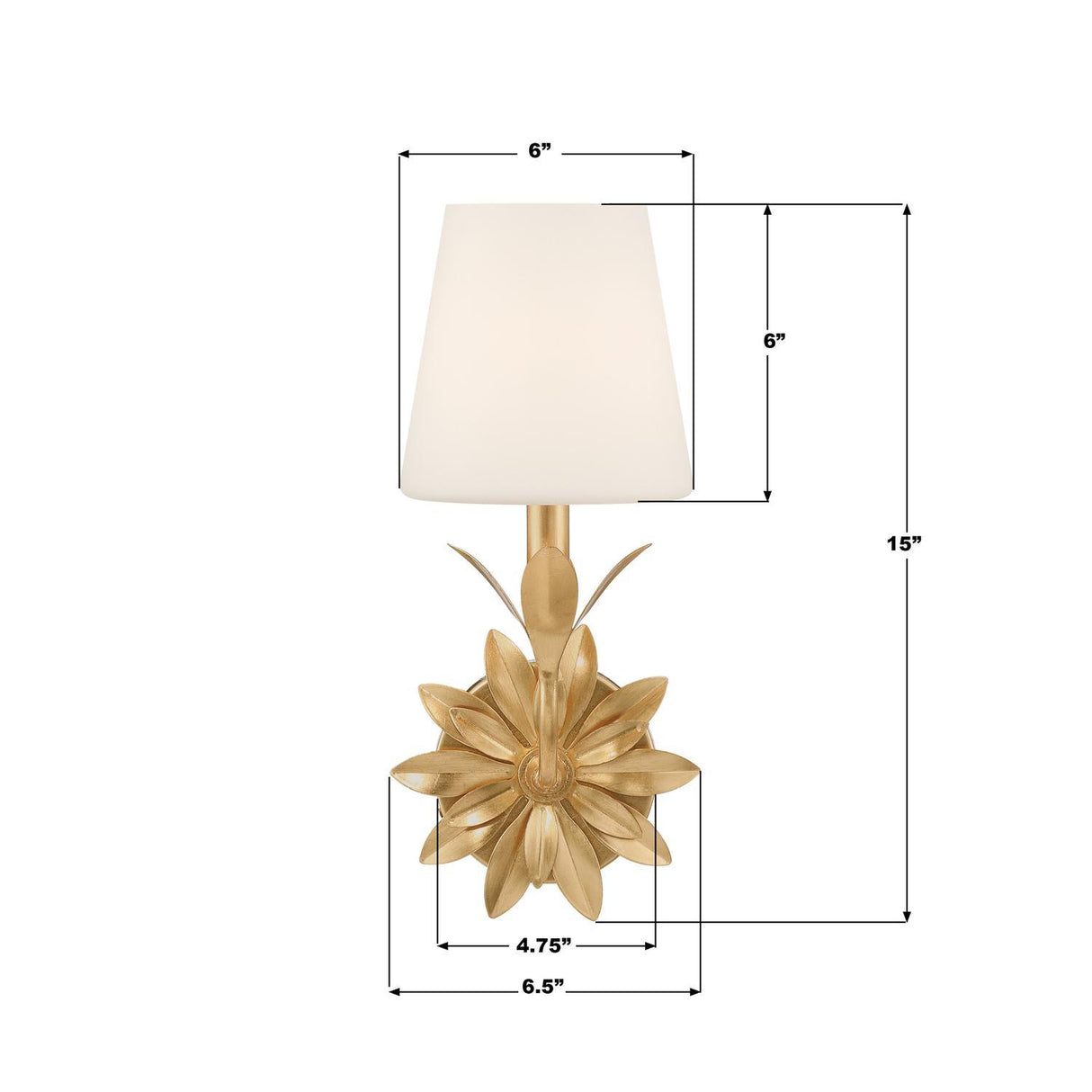 Crystorama Broche 6.5'' Antique Gold Sconce