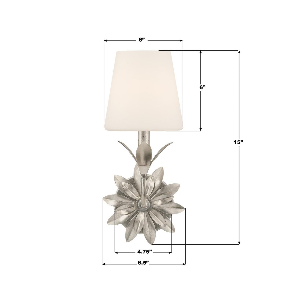 Crystorama Broche 6.5'' Antique Silver Sconce
