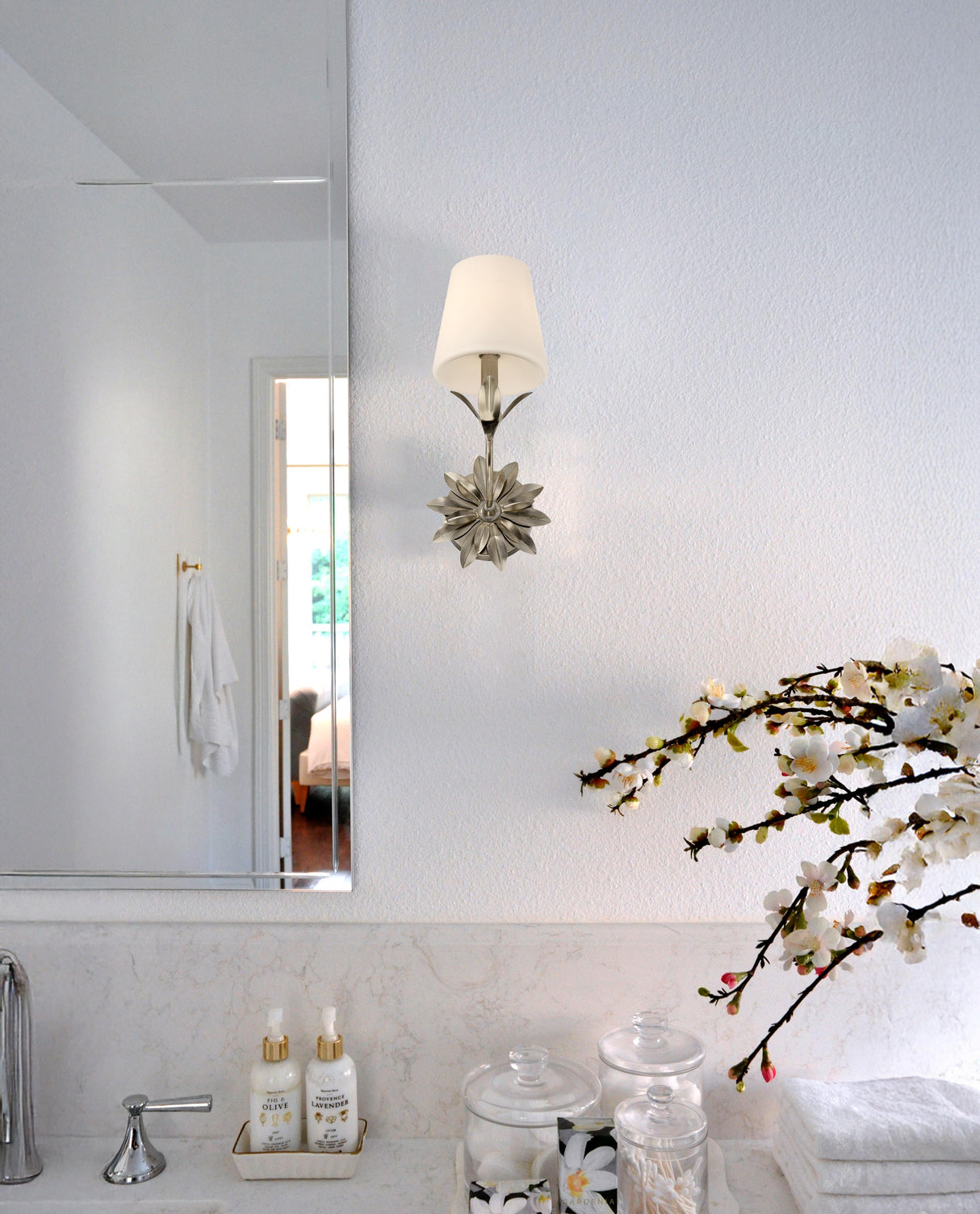 Crystorama Broche 6.5'' Antique Silver Sconce