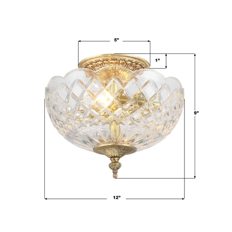 Crystorama Milton 12'' Olde Brass Semi Flush Mount