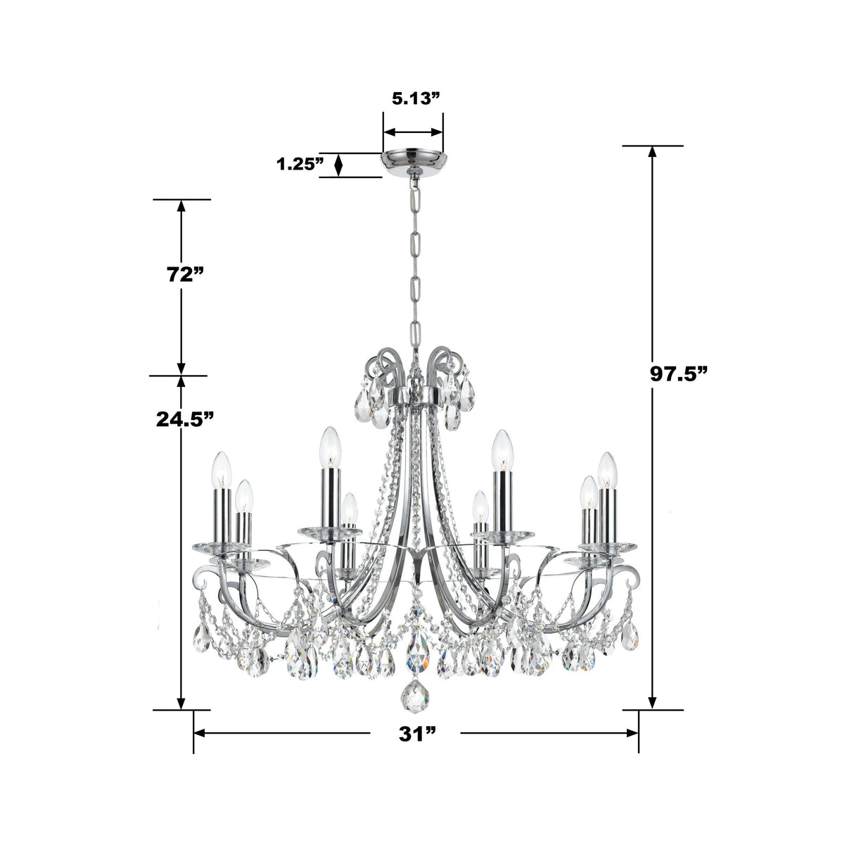 Crystorama Othello 31'' Polished Chrome Chandelier