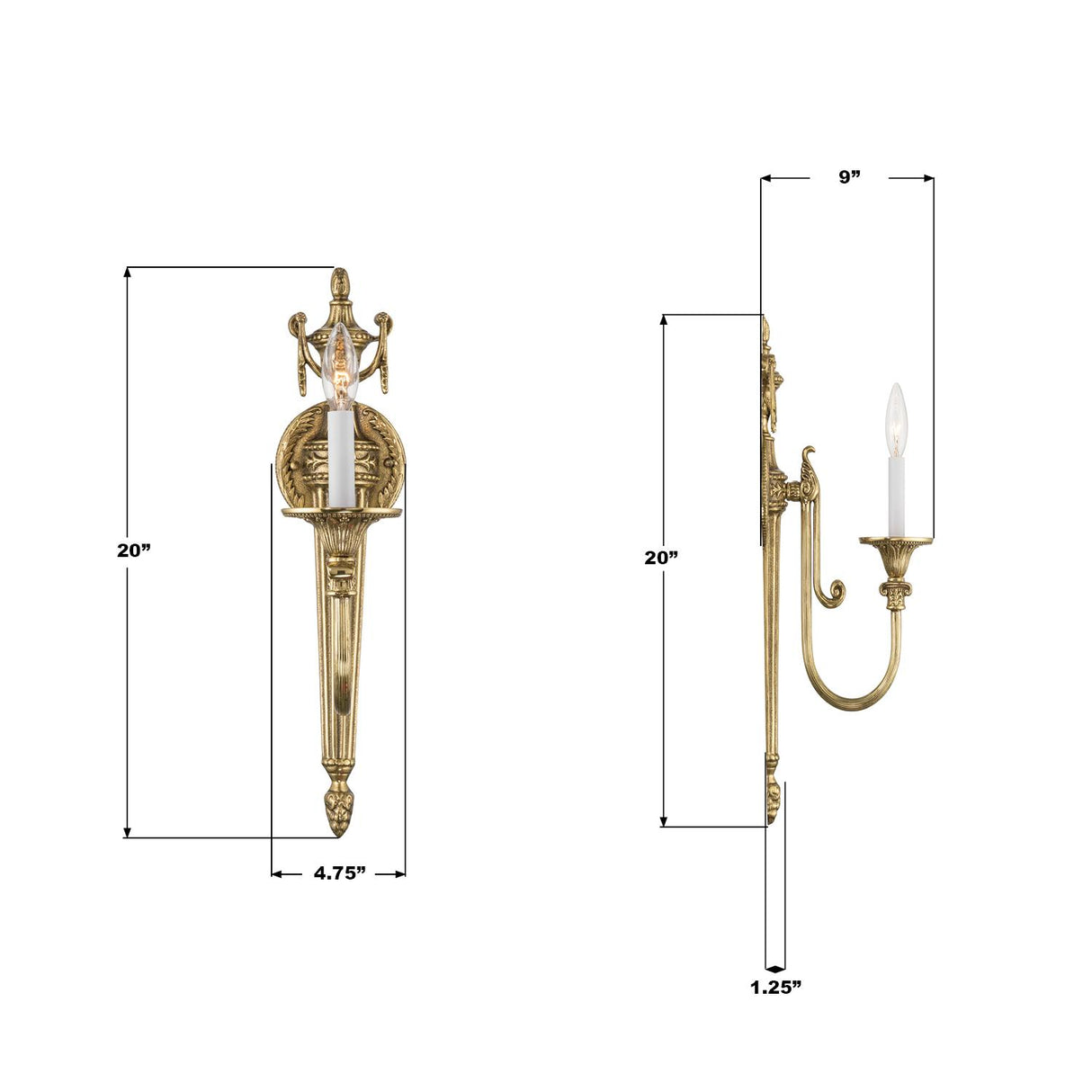 Crystorama Langley 4.75'' Olde Brass Sconce