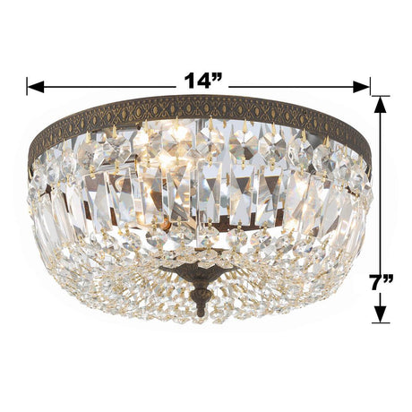 Crystorama Waltham 14'' Swarovski Spectra Crystal English Bronze Flush Mount
