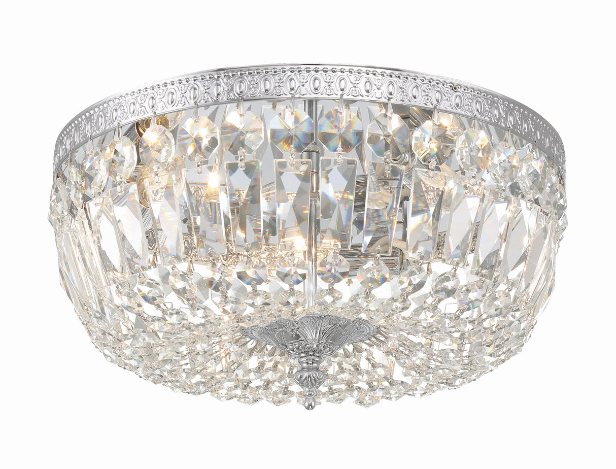 Crystorama Waltham 14'' Swarovski Spectra Crystal Polished Chrome Flush Mount