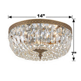 Crystorama Waltham 14'' Swarovski Spectra Crystal Olde Brass Flush Mount
