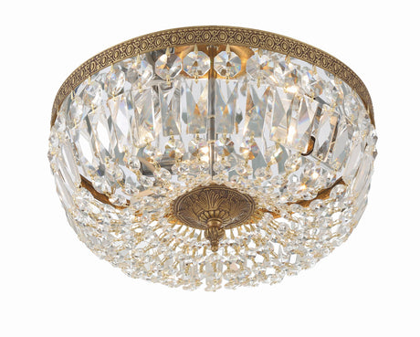 Crystorama Waltham 14'' Swarovski Spectra Crystal Olde Brass Flush Mount