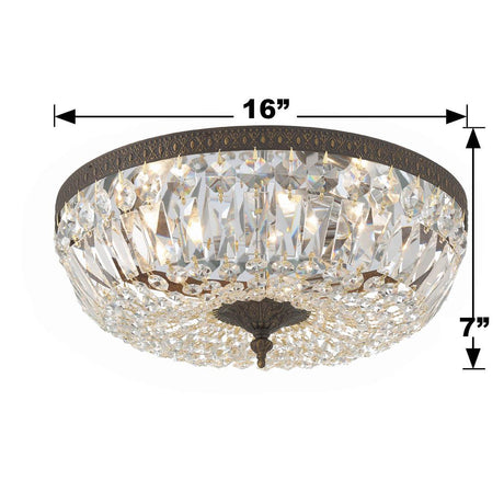 Crystorama Waltham 16'' Swarovski Spectra Crystal English Bronze Flush Mount