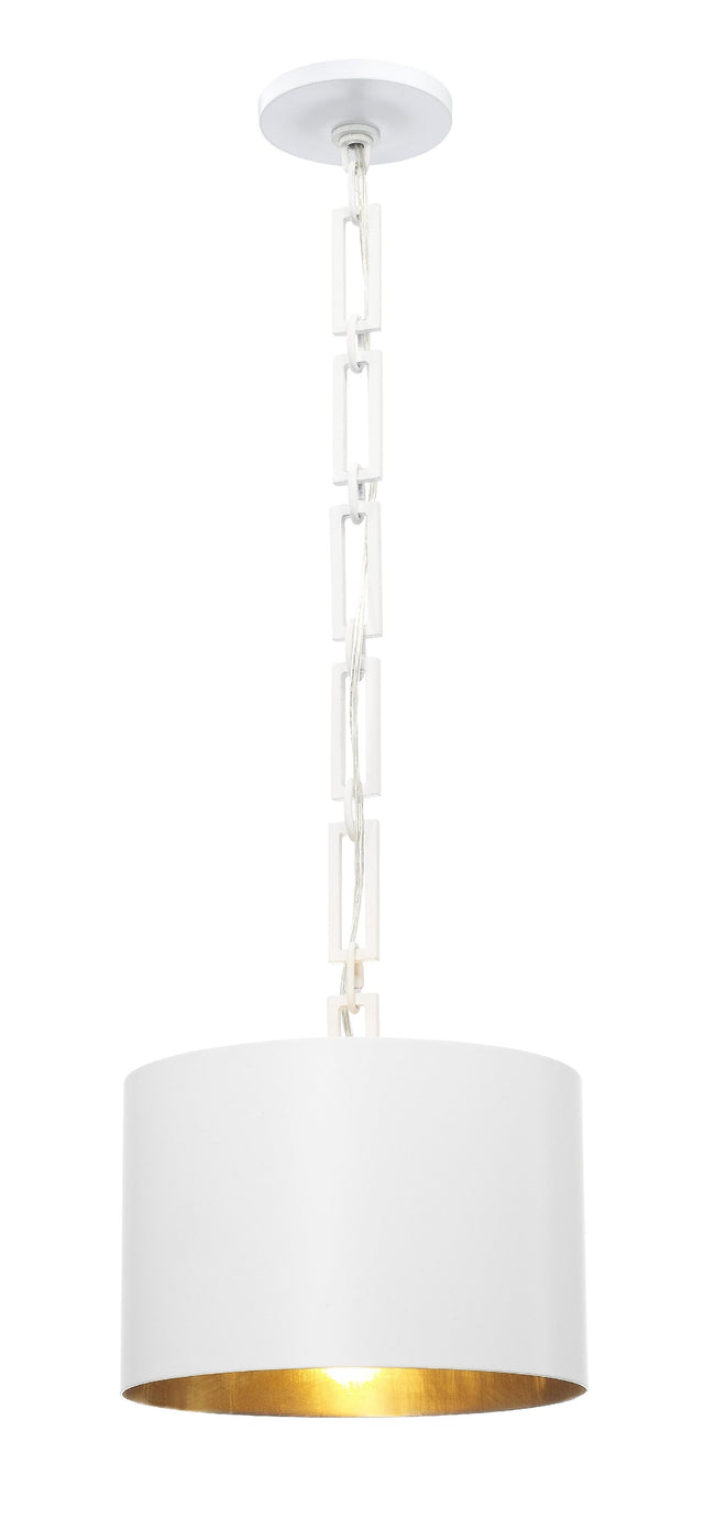 Crystorama Brian Patrick Flynn Alston 12'' Matte White + Antique Gold Pendant