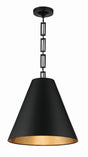 Crystorama Brian Patrick Flynn Alston 18'' Matte Black + Antique Gold Pendant