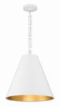 Crystorama Brian Patrick Flynn Alston 18'' Matte White + Antique Gold Pendant