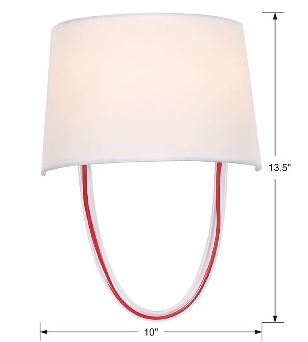 Crystorama Stella 10'' Polished Chrome + Red Cord Sconce