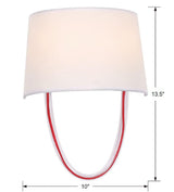 Crystorama Stella 10'' Polished Chrome + Red Cord Sconce
