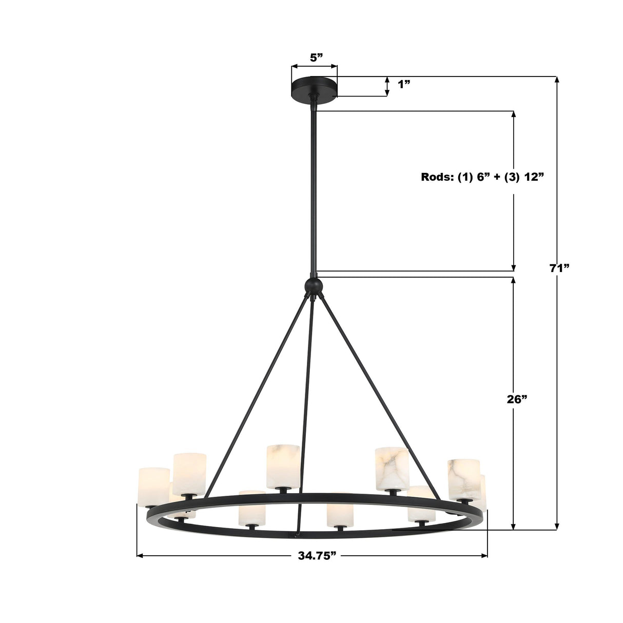 Crystorama Aragon 34.75'' LED Matte Black Chandelier