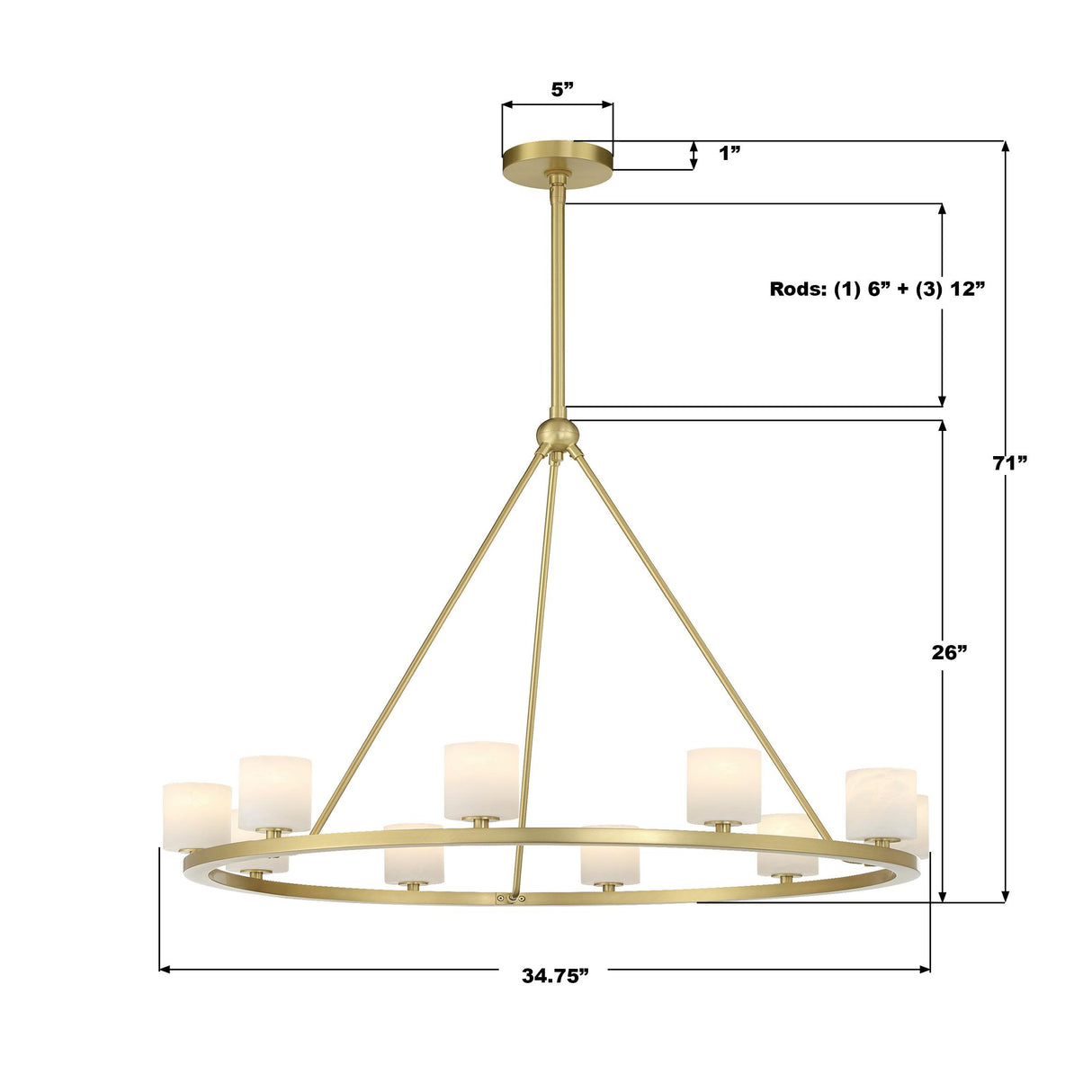 Crystorama Aragon 34.75'' LED Soft Brass Chandelier