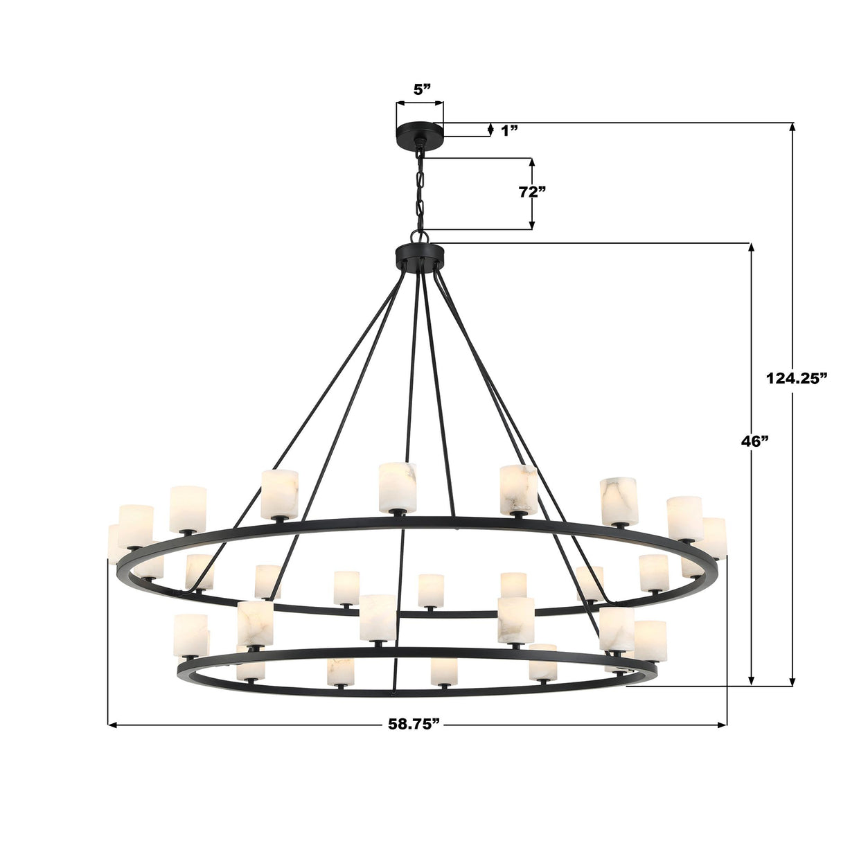 Crystorama Aragon 58.75'' LED Matte Black Chandelier