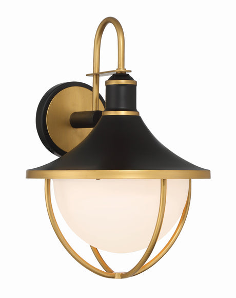 Crystorama Atlas 13.5'' Matte Black + Textured Gold Outdoor Sconce