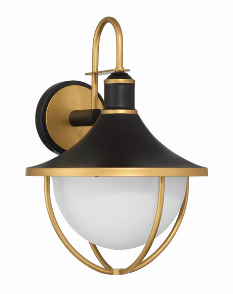 Crystorama Atlas 13.5'' Matte Black + Textured Gold Outdoor Sconce