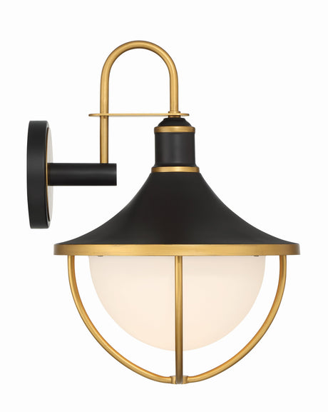Crystorama Atlas 13.5'' Matte Black + Textured Gold Outdoor Sconce