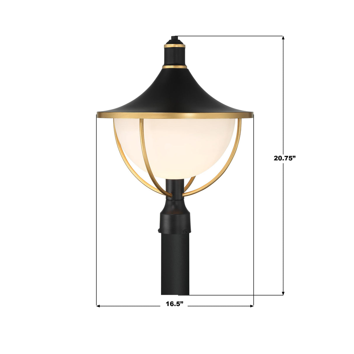 Crystorama Atlas 16.5'' Matte Black + Textured Gold Outdoor Post