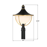 Crystorama Atlas 16.5'' Matte Black + Textured Gold Outdoor Post