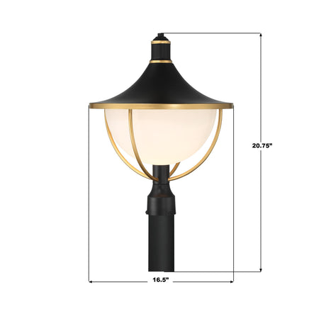 Crystorama Atlas 16.5'' Matte Black + Textured Gold Outdoor Post