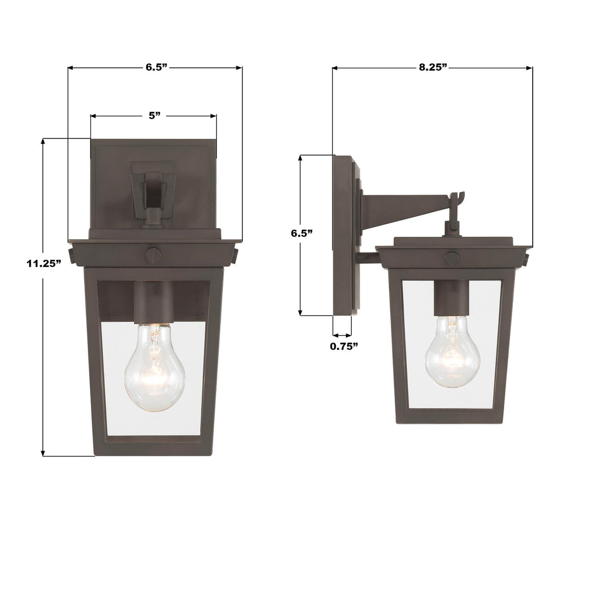 Crystorama Belmont 6.5'' Twilight Bronze Outdoor Sconce