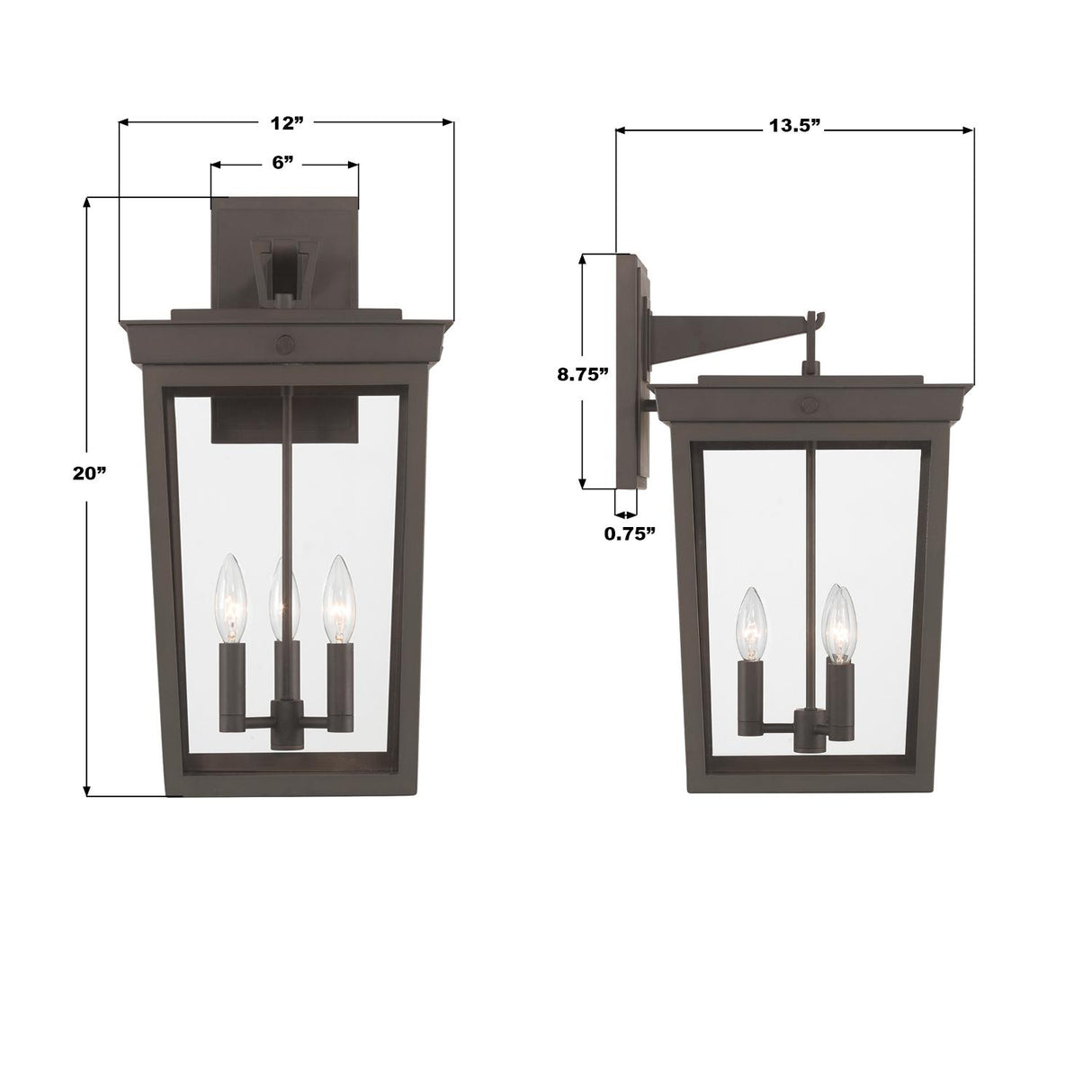 Crystorama Belmont 12'' Twilight Bronze Outdoor Sconce