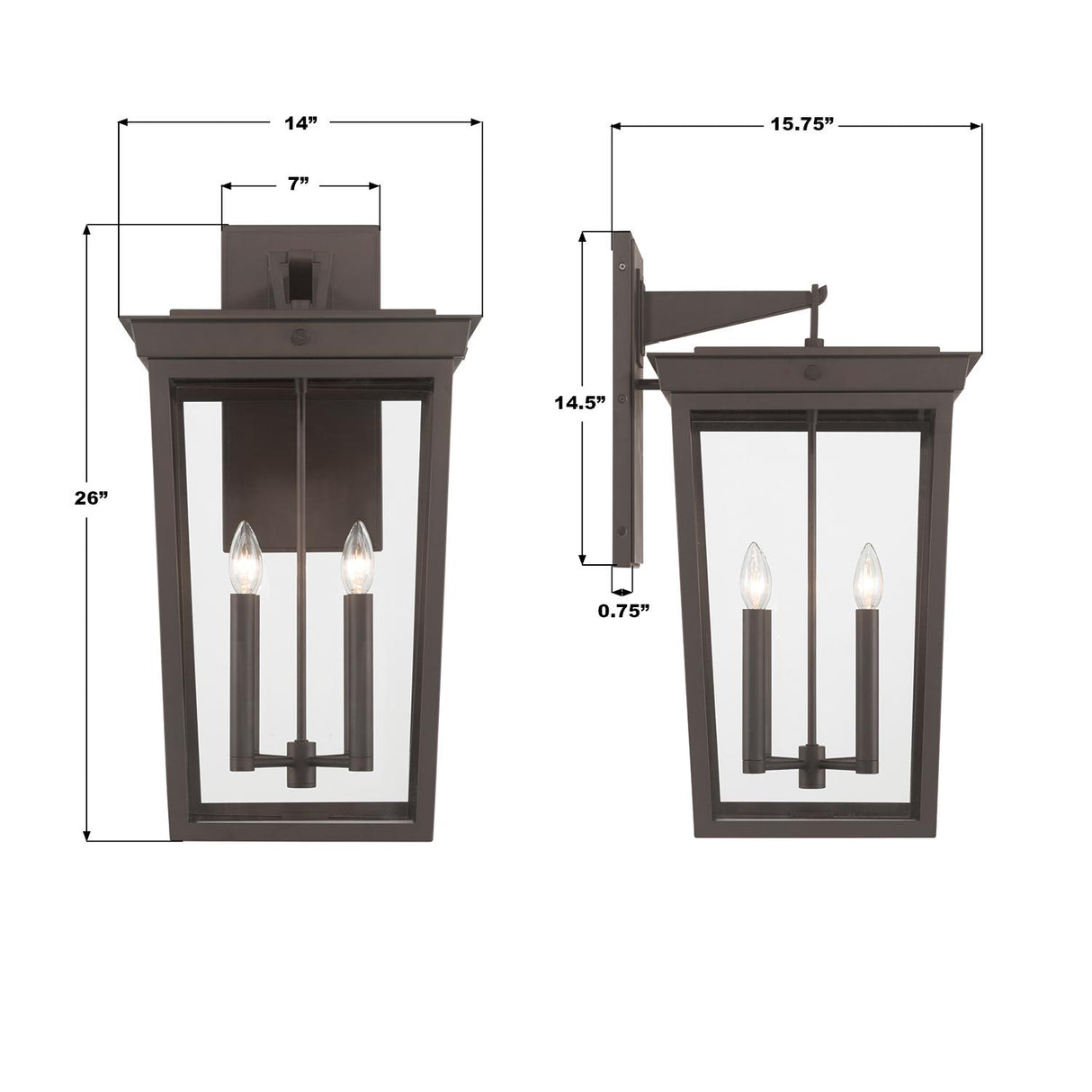 Crystorama Belmont 14'' Twilight Bronze Outdoor Sconce