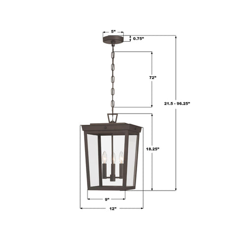 Crystorama Belmont 12'' Twilight Bronze Outdoor Pendant