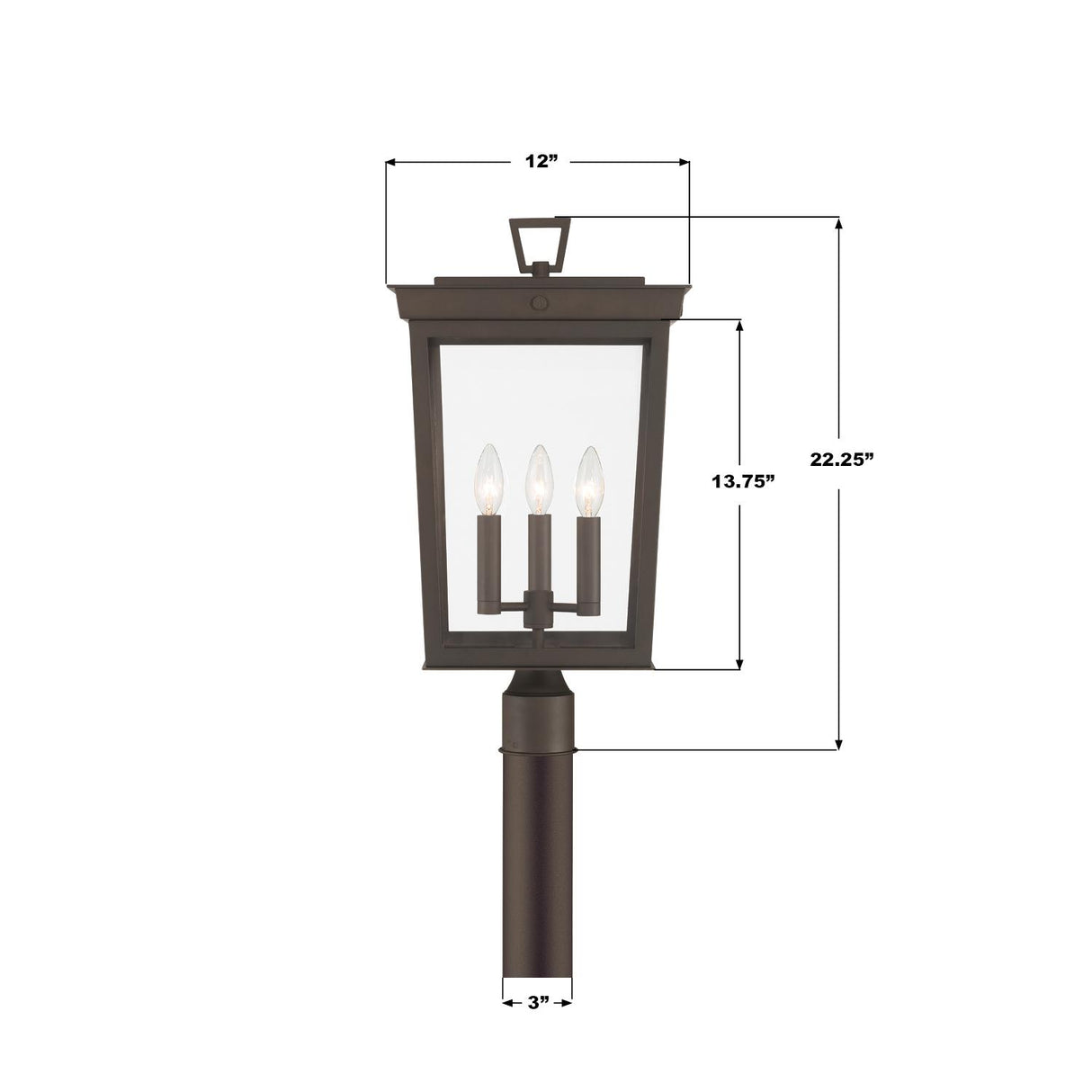 Crystorama Belmont 12'' Twilight Bronze Outdoor Post