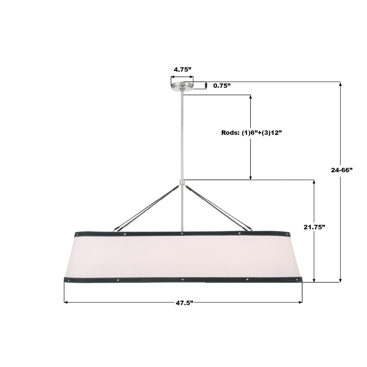 Crystorama Libby Langdon Callahan 47.5'' Polished Nickel Linear Oval Chandelier