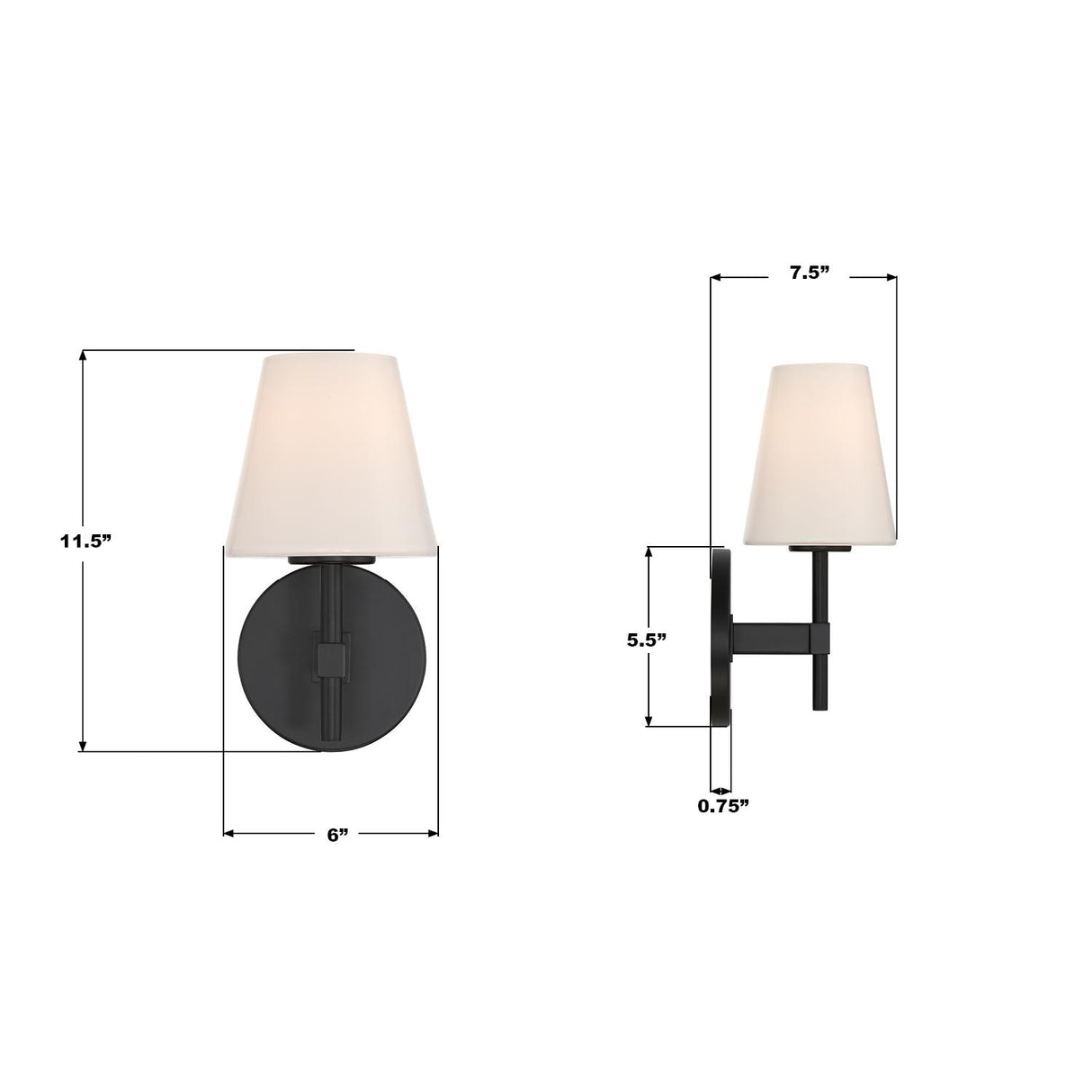 Crystorama Colton 6'' Black Sconce