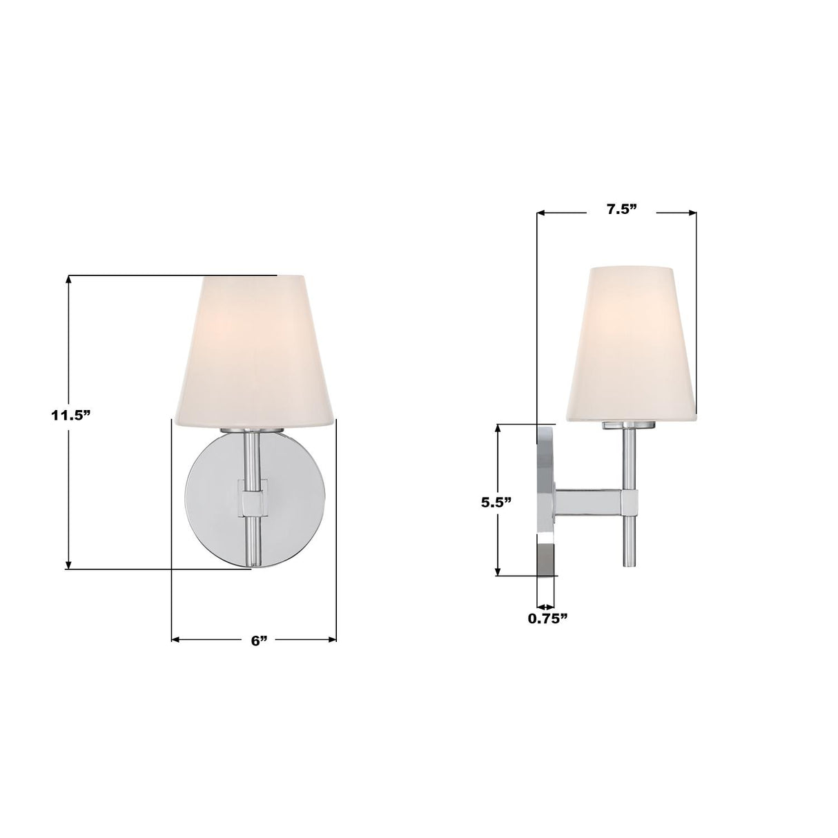 Crystorama Colton 6'' Polished Chrome Sconce