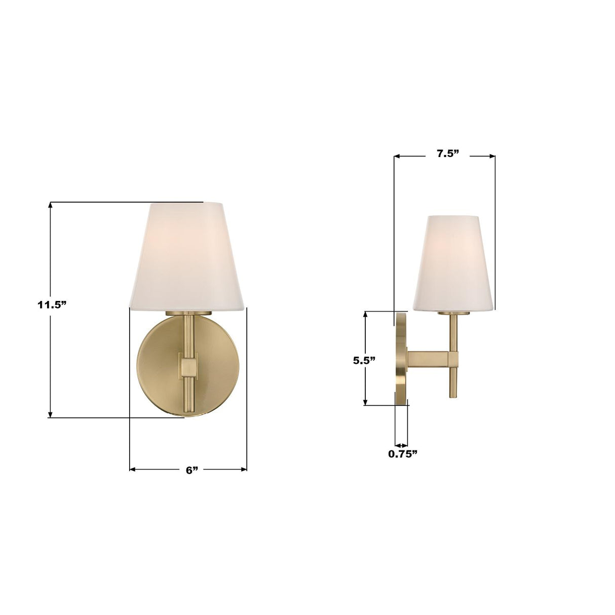 Crystorama Colton 6'' Vibrant Gold Sconce