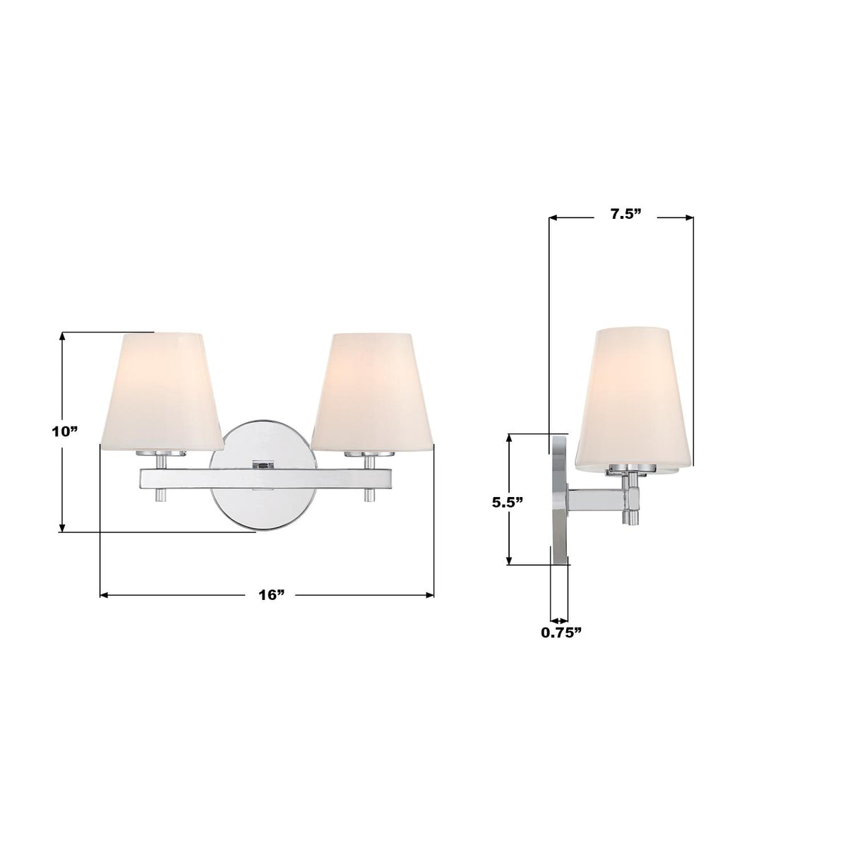 Crystorama Colton 16'' Polished Chrome Sconce